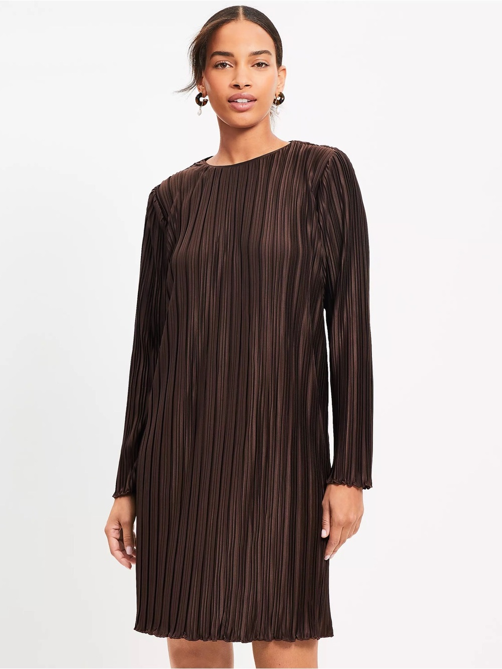 LOFT Pleated Jersey Mini Dress
